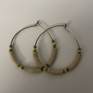 Vintage Handmade Beaded Hoop Earrings